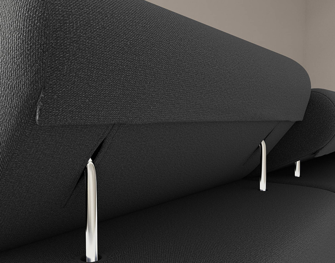 Canapé panoramique en U 7 places convertible avec coffres et têtières réglables en velours Pablo