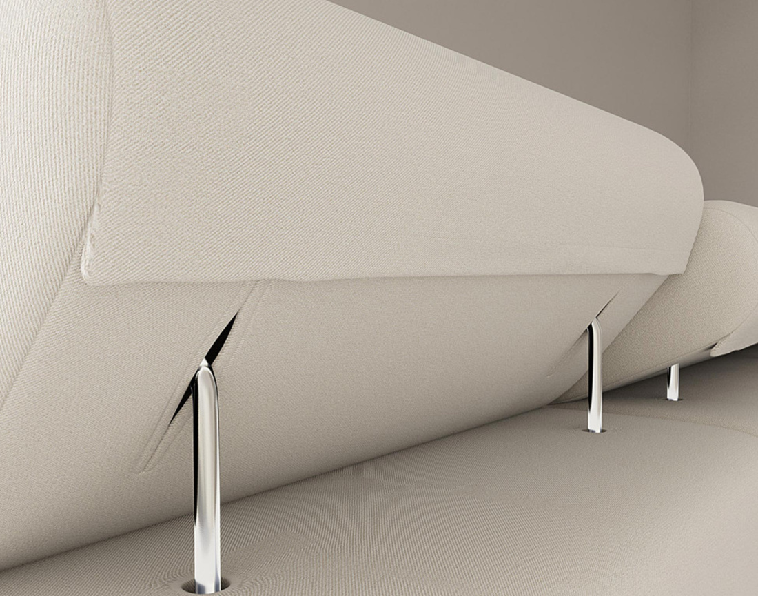 Canapé panoramique en U 7 places convertible avec coffres et têtières réglables en velours Pablo