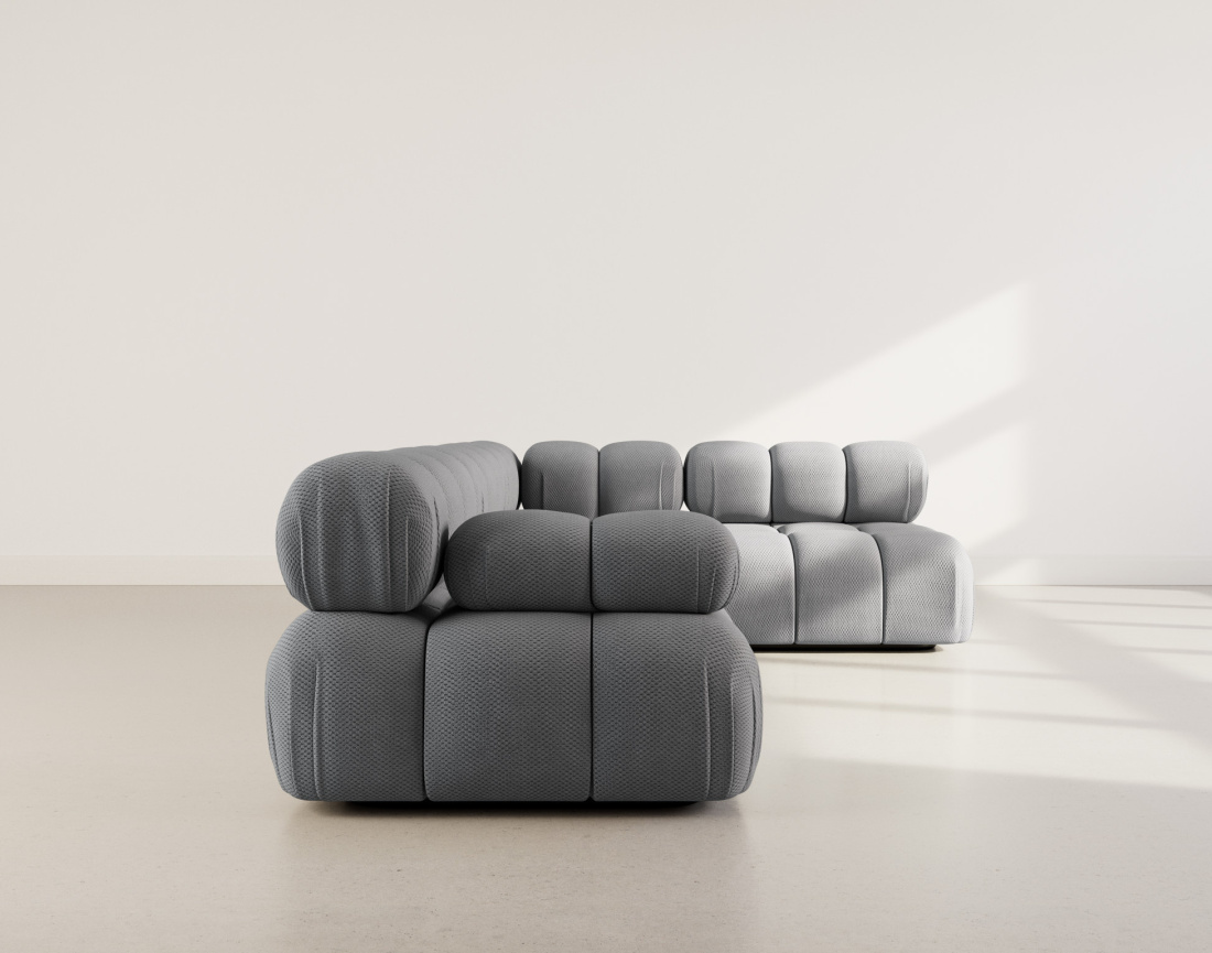 Canapé modulable d'angle droit 5 places en velours texturé Ruby