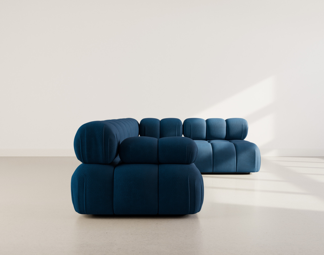 Canapé modulable d'angle droit 5 places en velours texturé Ruby