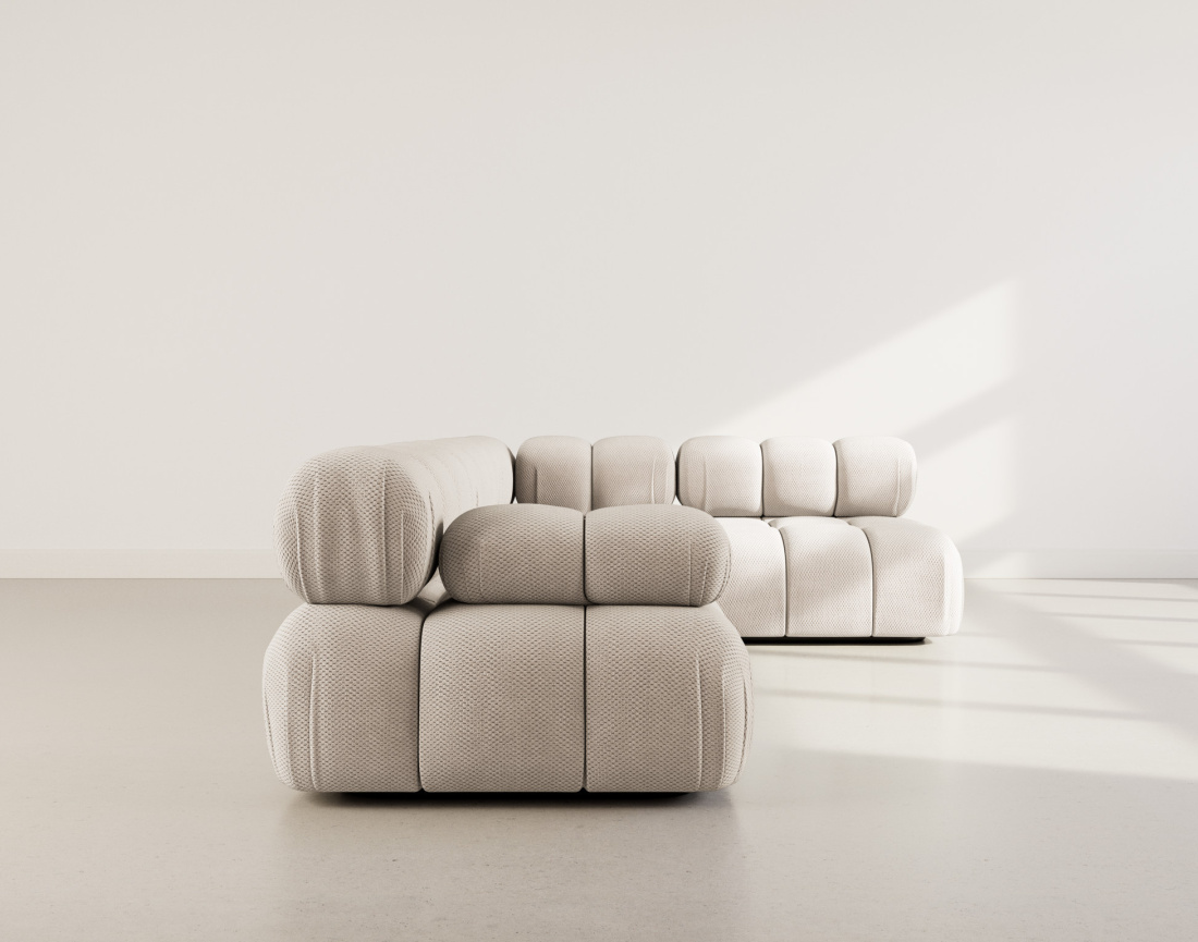 Canapé modulable d'angle droit 5 places en velours texturé Ruby