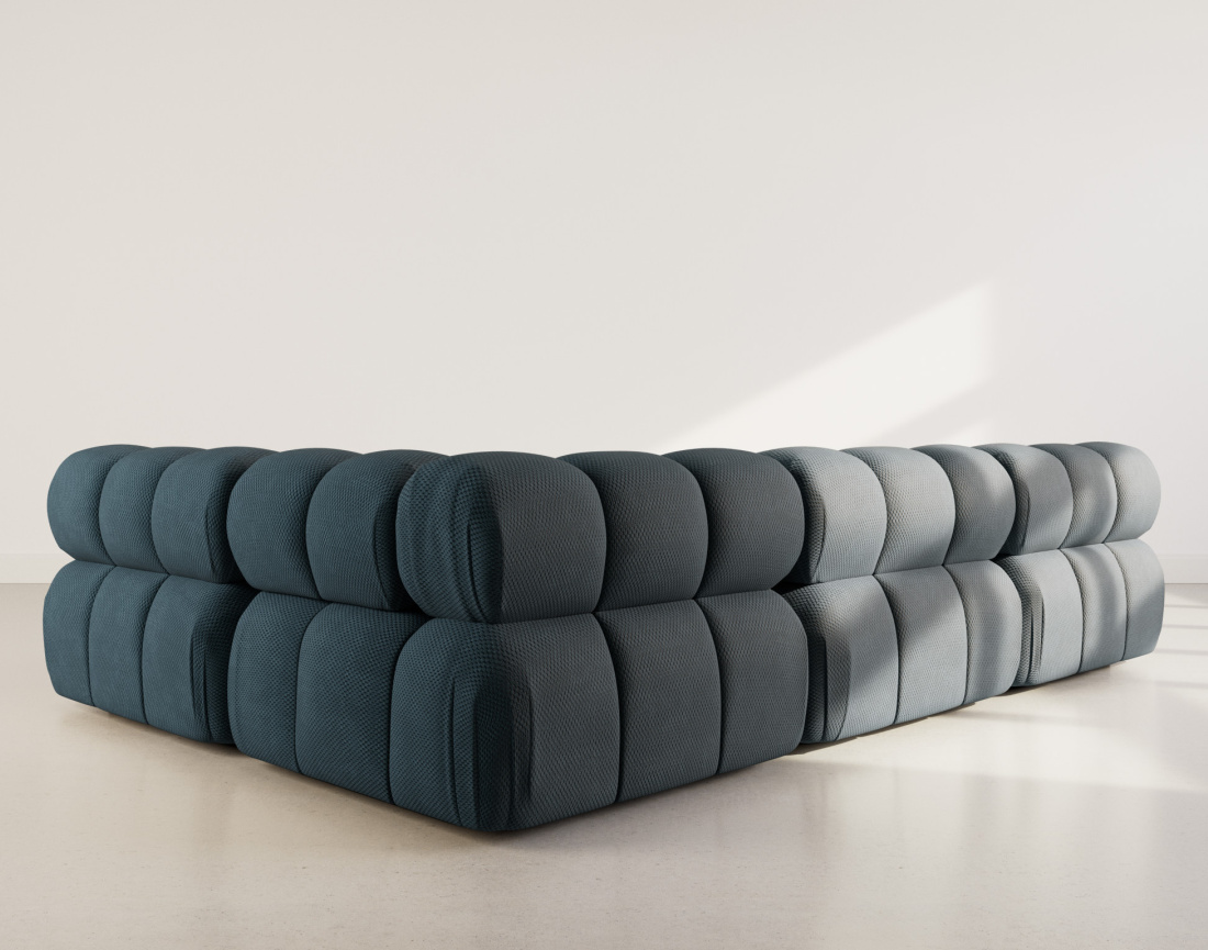 Canapé modulable d'angle droit 5 places en velours texturé Ruby