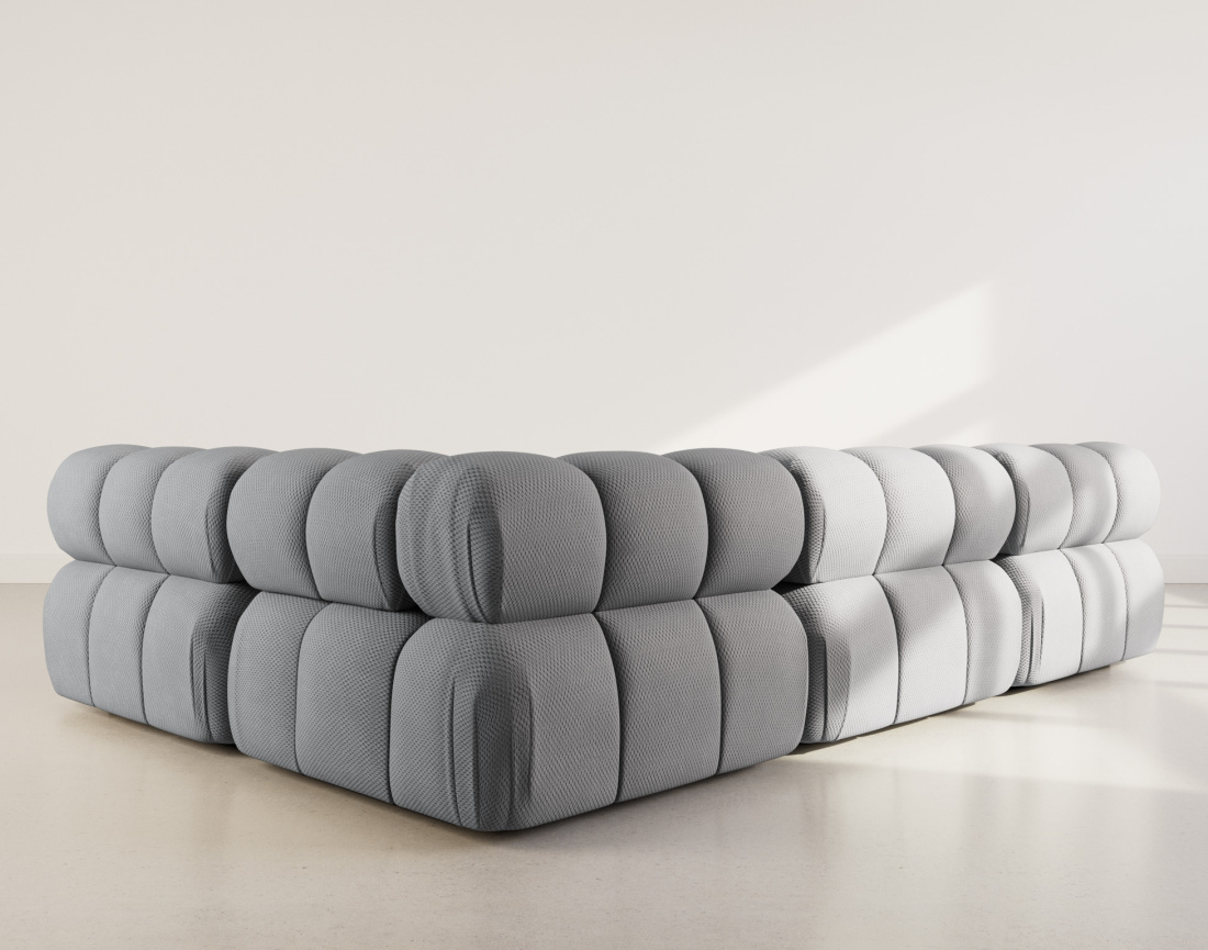 Canapé modulable d'angle droit 5 places en velours texturé Ruby