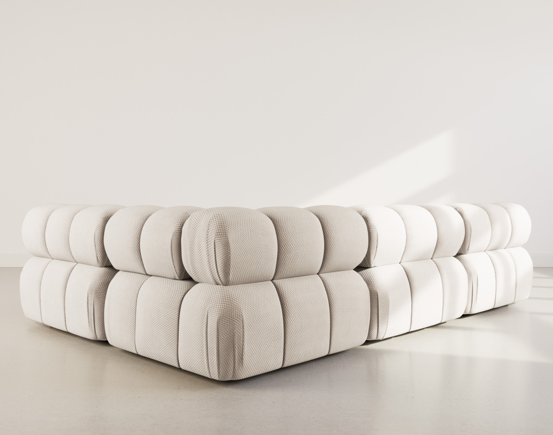 Canapé modulable d'angle droit 5 places en velours texturé Ruby