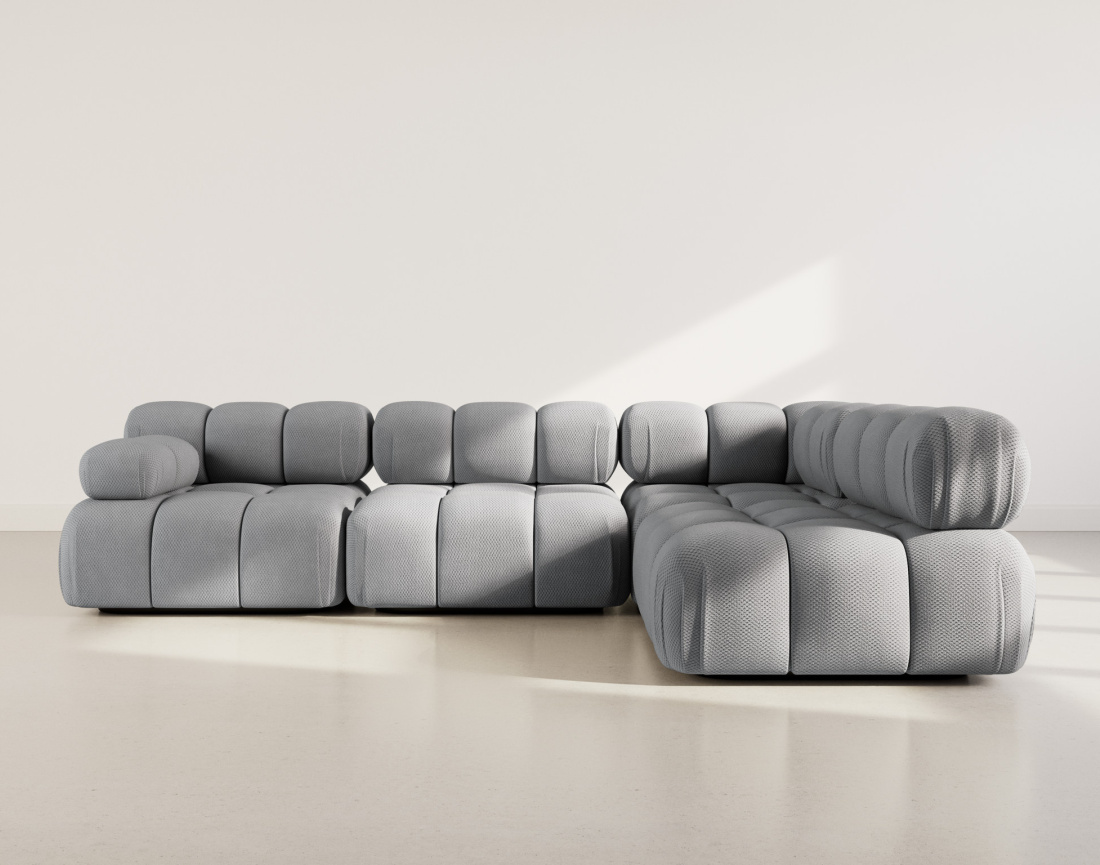 Canapé modulable d'angle droit 5 places en velours texturé Ruby