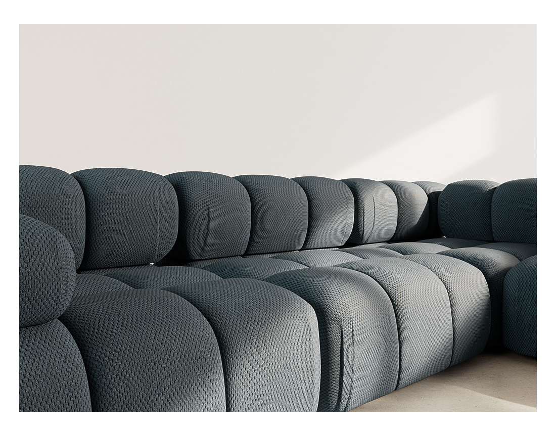 Canapé modulable d'angle droit 5 places en velours texturé Ruby