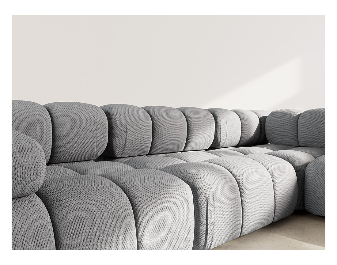 Canapé modulable d'angle droit 5 places en velours texturé Ruby