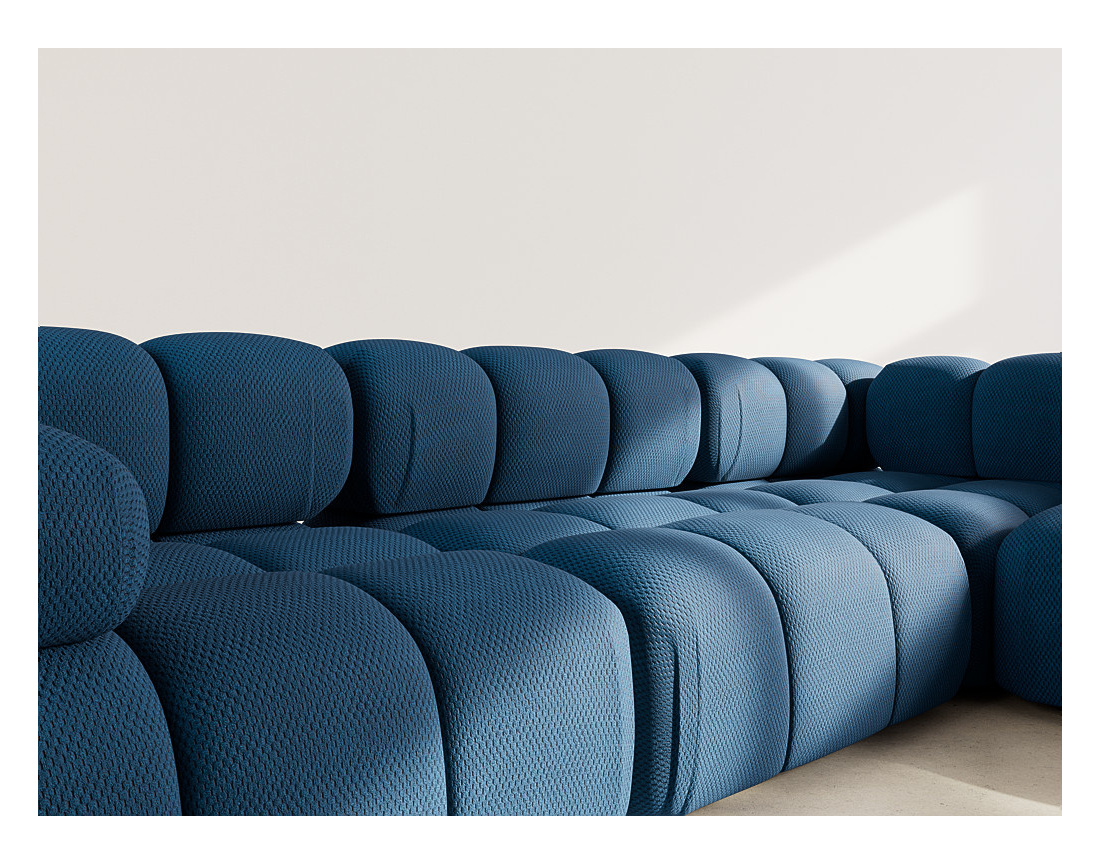 Canapé modulable d'angle droit 5 places en velours texturé Ruby