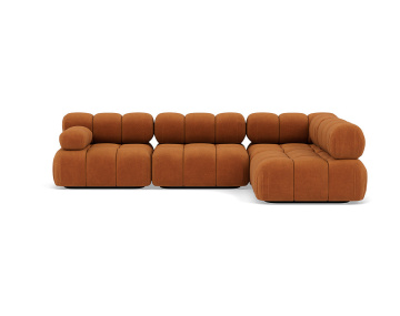 Canapé modulable d'angle droit 5 places en velours texturé Ruby