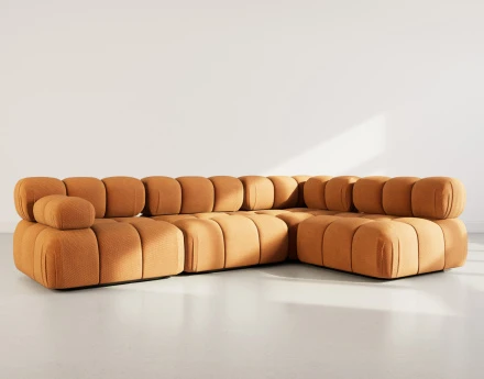 Canapé modulable d'angle droit 5 places en velours texturé Ruby