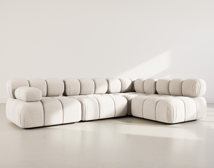 Canapé modulable d'angle droit 5 places en velours texturé Ruby