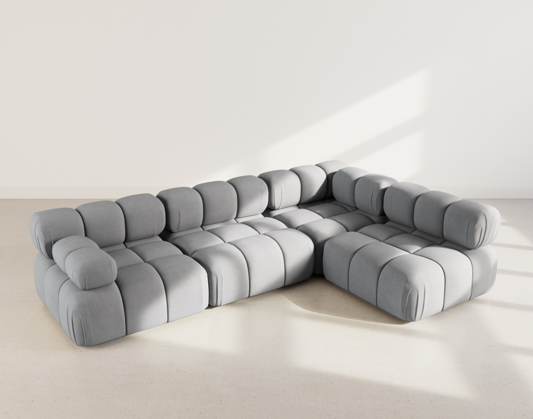 Canapé modulable d'angle droit 5 places en velours texturé Ruby