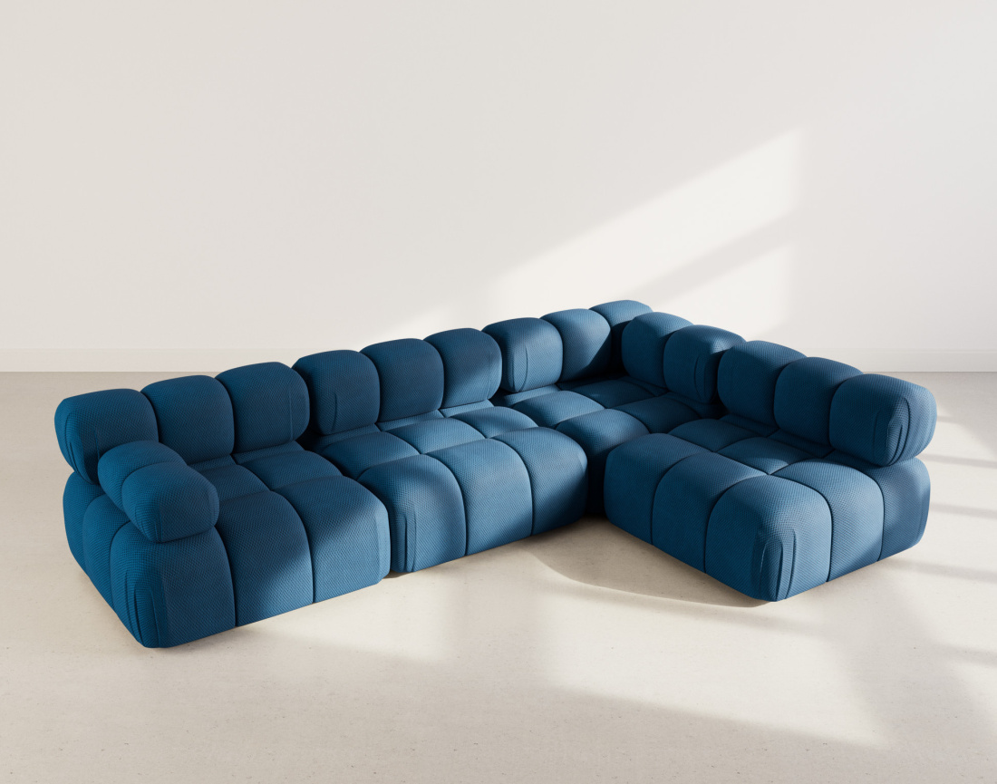 Canapé modulable d'angle droit 5 places en velours texturé Ruby