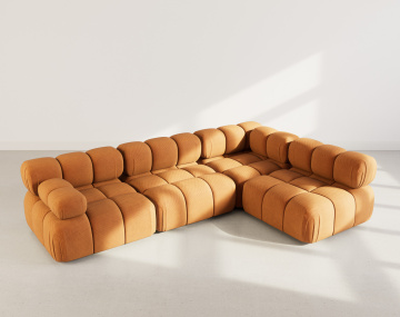 Canapé modulable d'angle droit 5 places en velours texturé Ruby