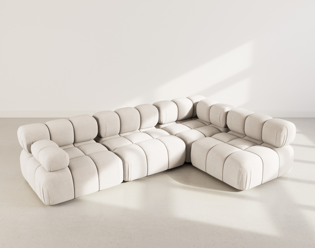 Canapé modulable d'angle droit 5 places en velours texturé Ruby