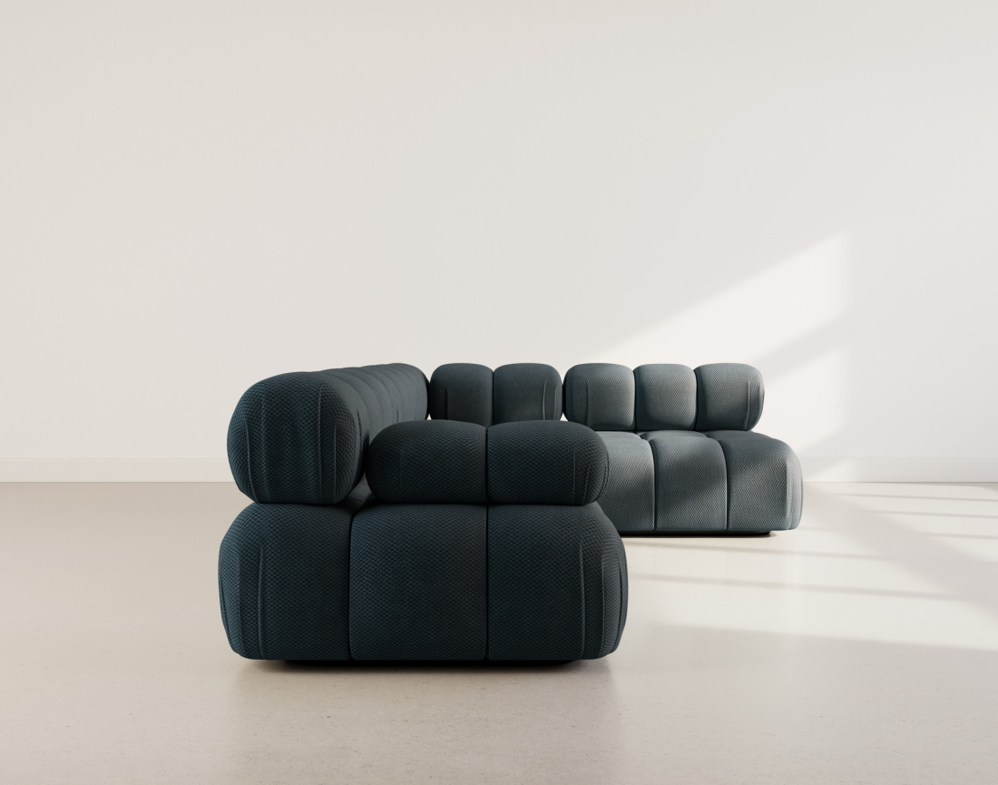 Canapé modulable d'angle droit 5 places en velours texturé Ruby