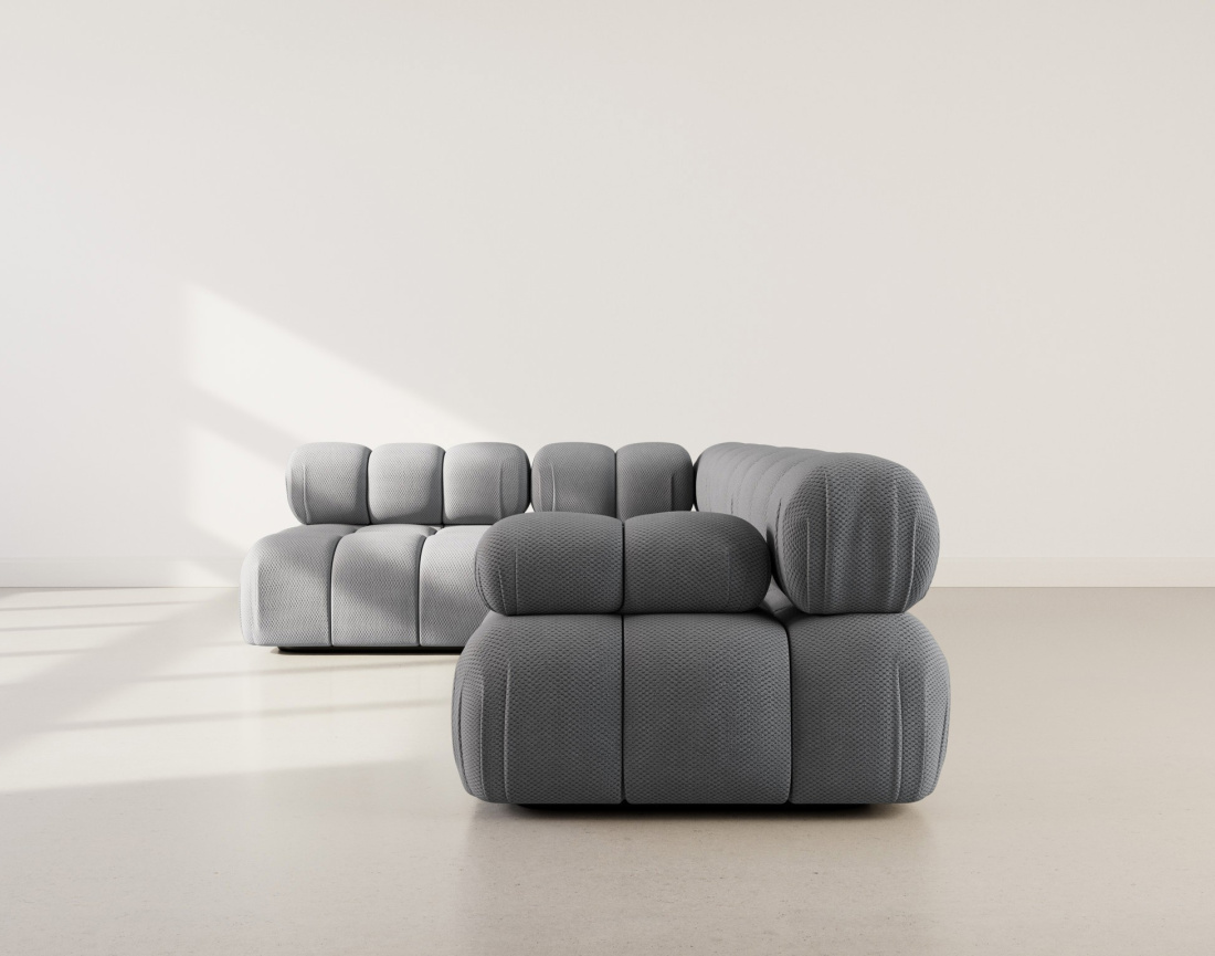 Canapé modulable d'angle gauche 5 places en velours texturé Ruby