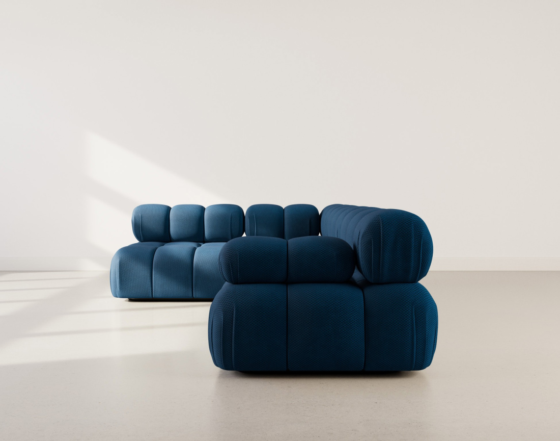 Canapé modulable d'angle gauche 5 places en velours texturé Ruby