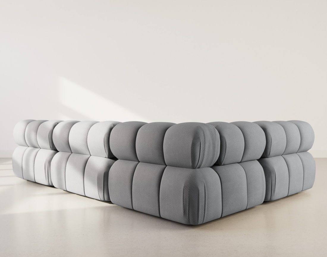 Canapé modulable d'angle gauche 5 places en velours texturé Ruby