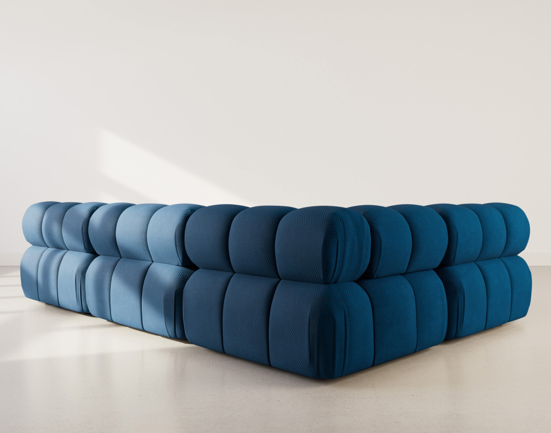 Canapé modulable d'angle gauche 5 places en velours texturé Ruby