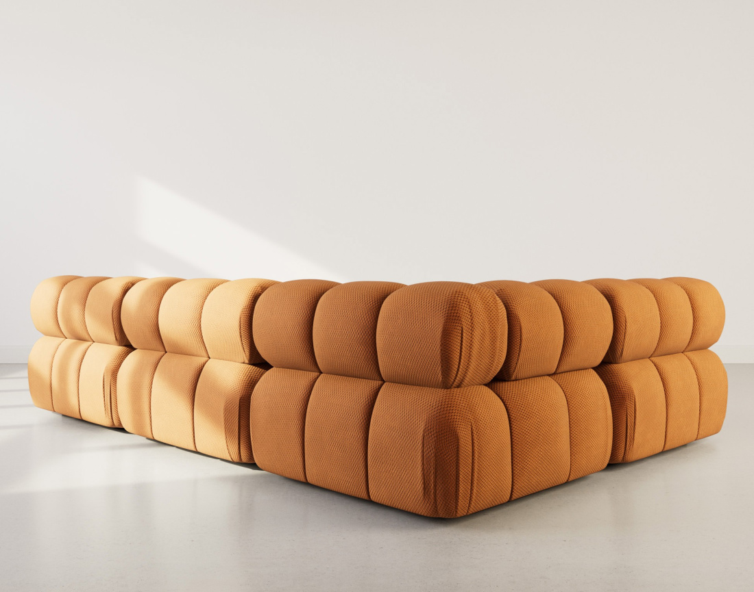 Canapé modulable d'angle gauche 5 places en velours texturé Ruby