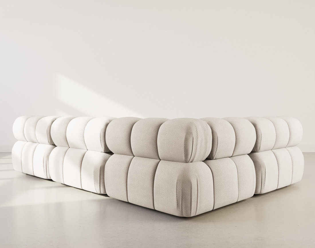 Canapé modulable d'angle gauche 5 places en velours texturé Ruby