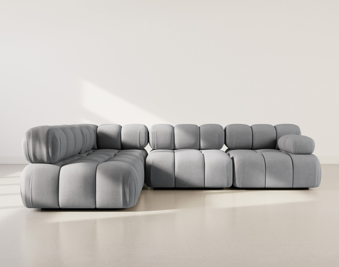 Canapé modulable d'angle gauche 5 places en velours texturé Ruby