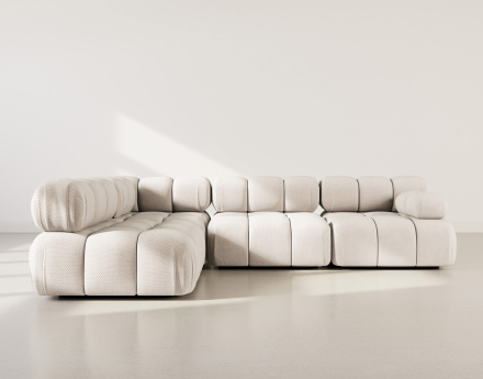 Canapé modulable d'angle gauche 5 places en velours texturé Ruby