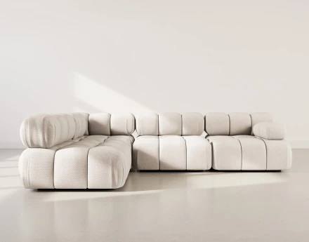 Canapé modulable d'angle gauche 5 places en velours texturé Ruby