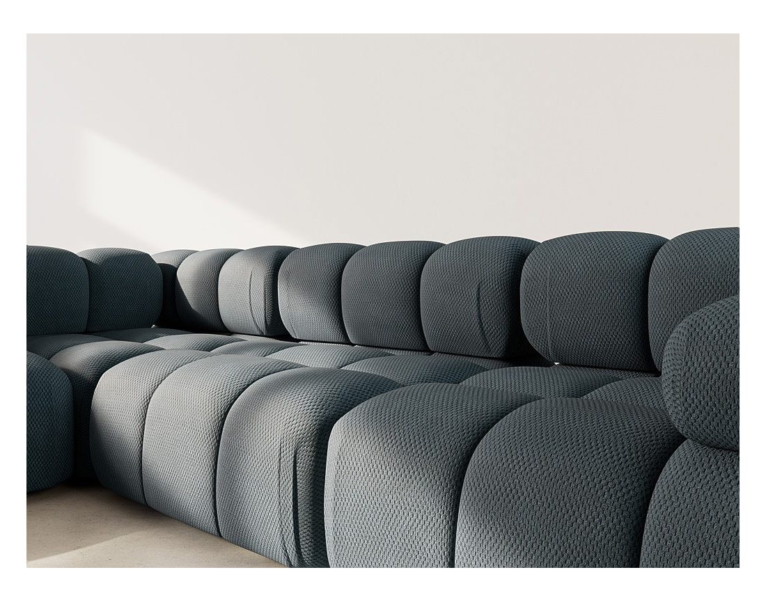 Canapé modulable d'angle gauche 5 places en velours texturé Ruby