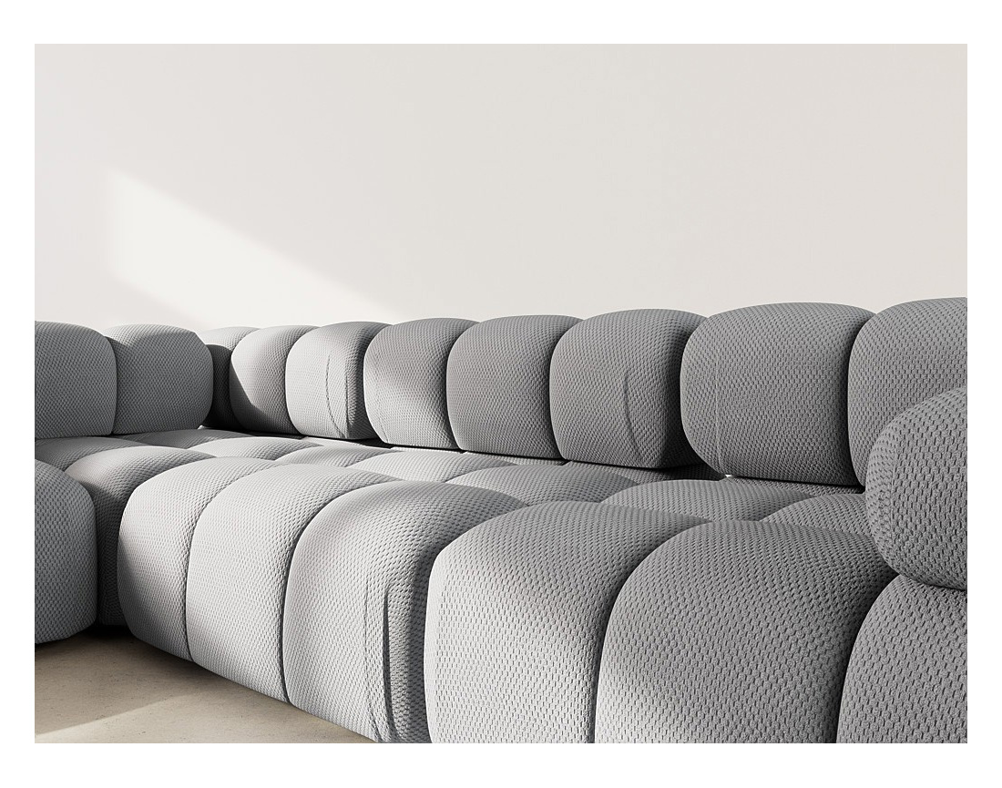 Canapé modulable d'angle gauche 5 places en velours texturé Ruby