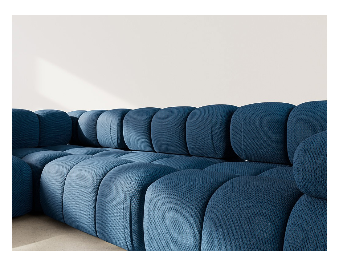 Canapé modulable d'angle gauche 5 places en velours texturé Ruby