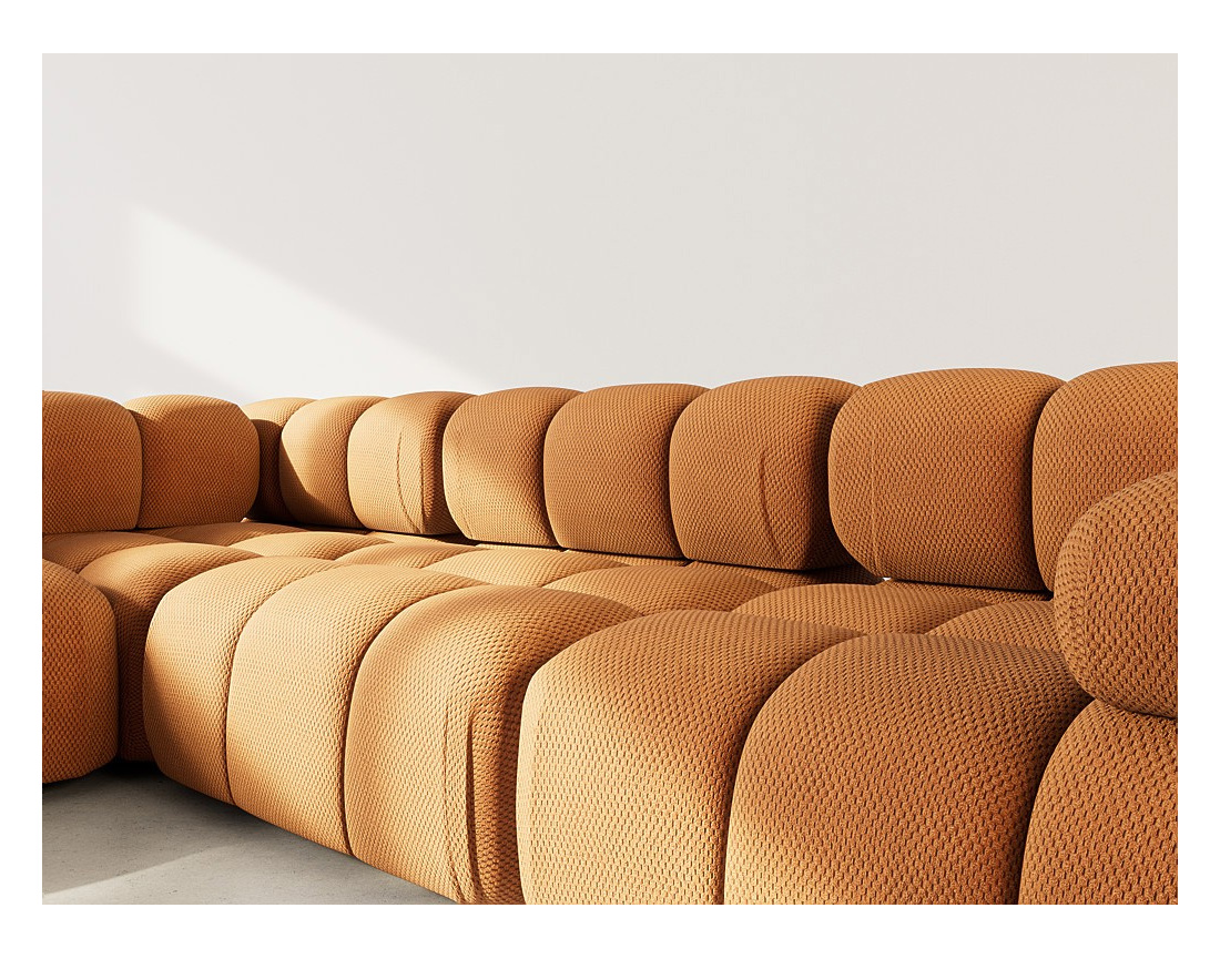 Canapé modulable d'angle gauche 5 places en velours texturé Ruby