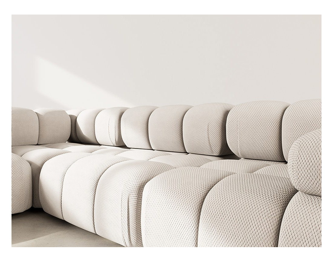 Canapé modulable d'angle gauche 5 places en velours texturé Ruby