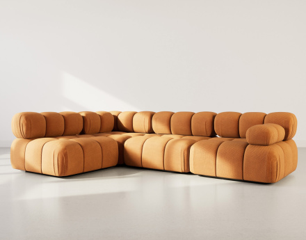 Canapé modulable d'angle gauche 5 places en velours texturé Ruby