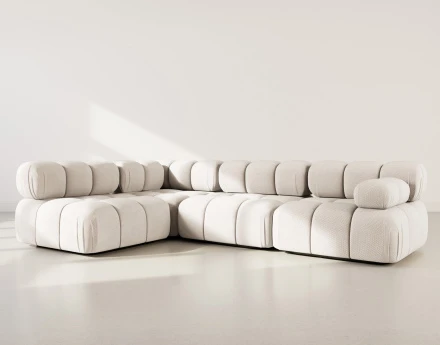 Canapé modulable d'angle gauche 5 places en velours texturé Ruby