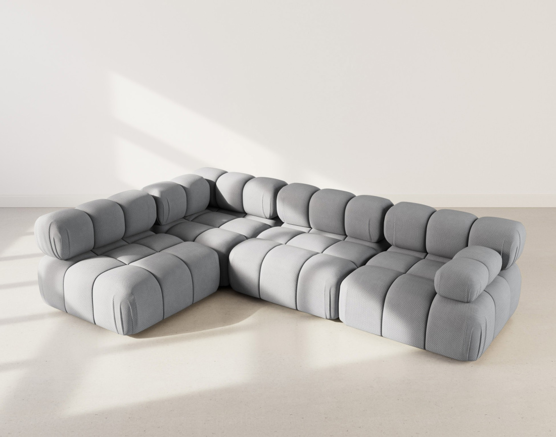 Canapé modulable d'angle gauche 5 places en velours texturé Ruby