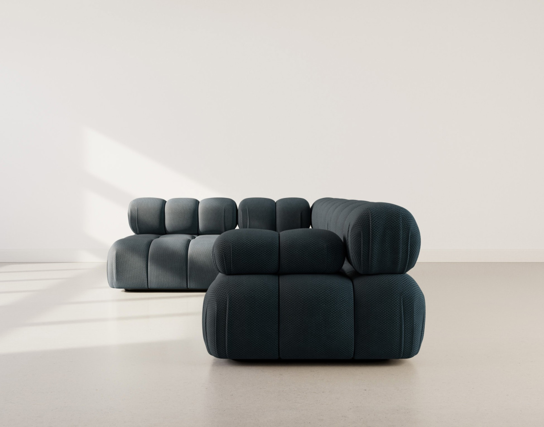 Canapé modulable d'angle gauche 5 places en velours texturé Ruby