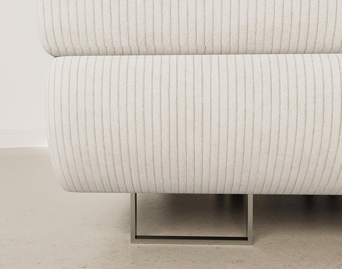 Canapé d'angle gauche 6 places convertible avec coffre et têtières réglables en velours côtelé Pablo