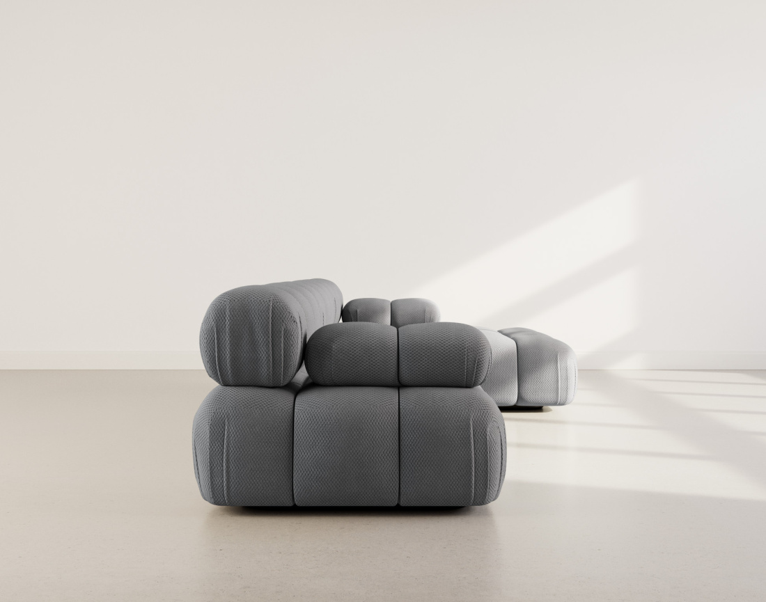 Canapé modulable d'angle droit 4 places en velours texturé Ruby