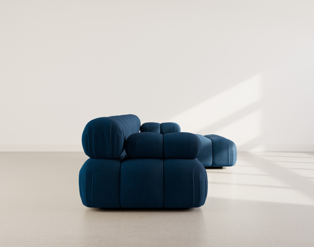 Canapé modulable d'angle droit 4 places en velours texturé Ruby