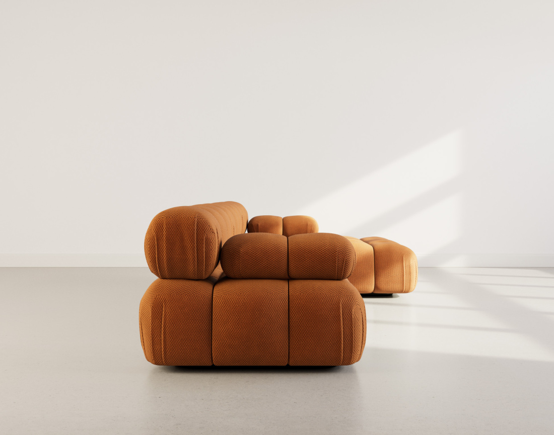 Canapé modulable d'angle droit 4 places en velours texturé Ruby