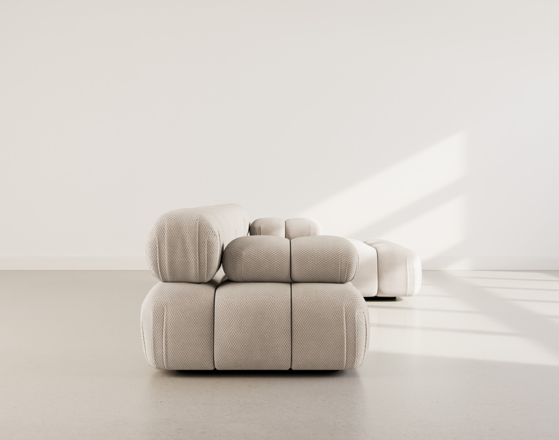 Canapé modulable d'angle droit 4 places en velours texturé Ruby