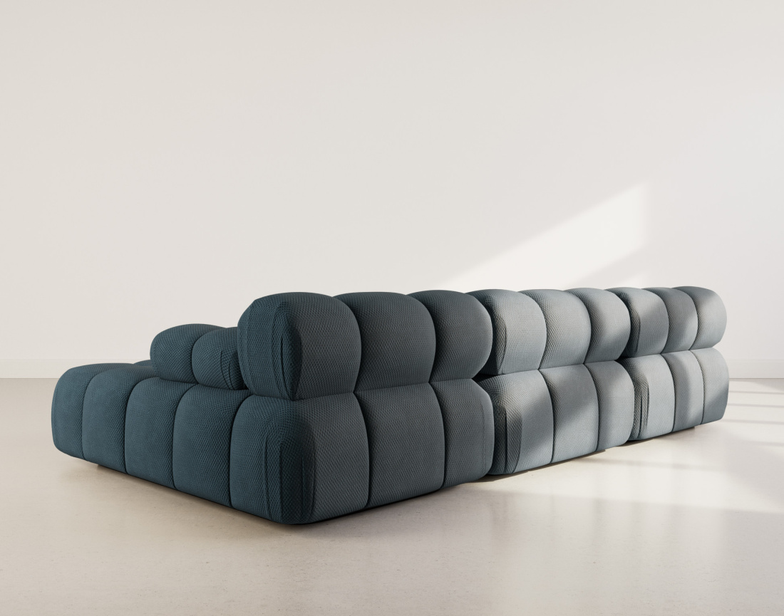 Canapé modulable d'angle droit 4 places en velours texturé Ruby