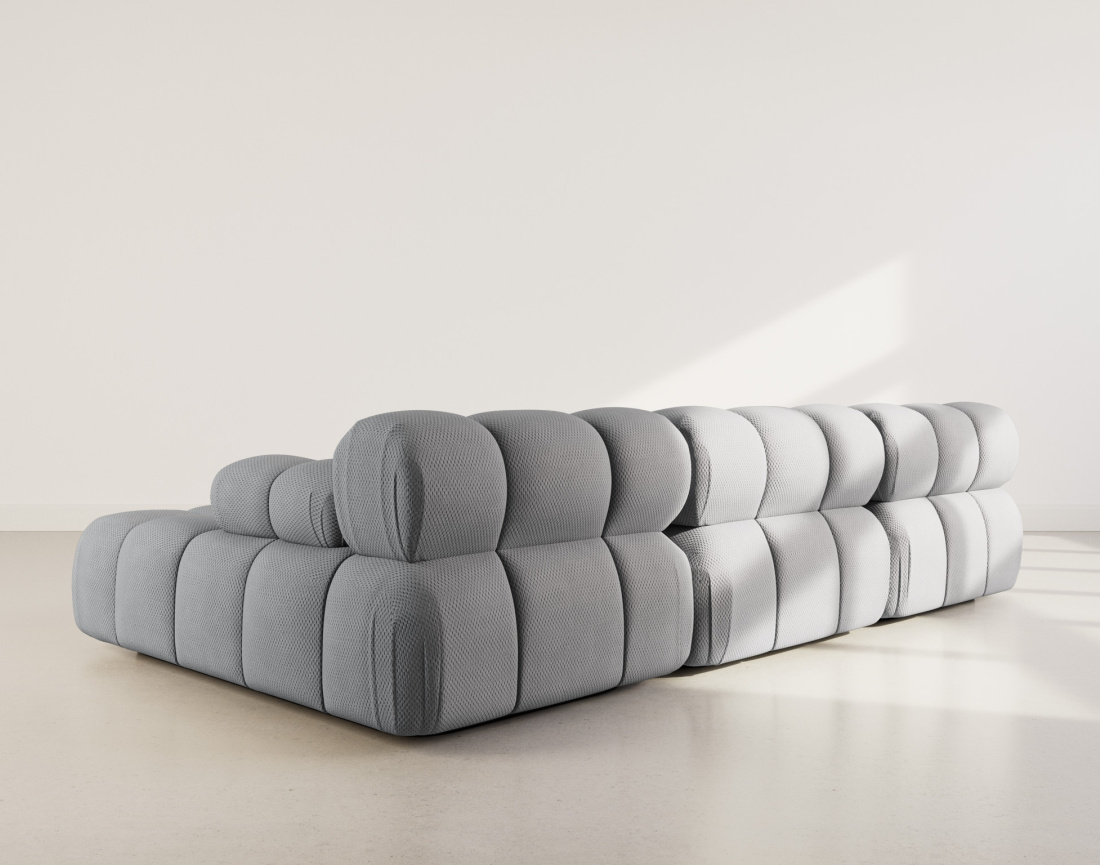 Canapé modulable d'angle droit 4 places en velours texturé Ruby