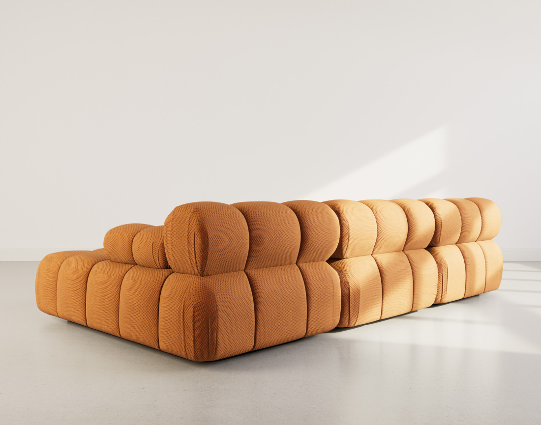 Canapé modulable d'angle droit 4 places en velours texturé Ruby