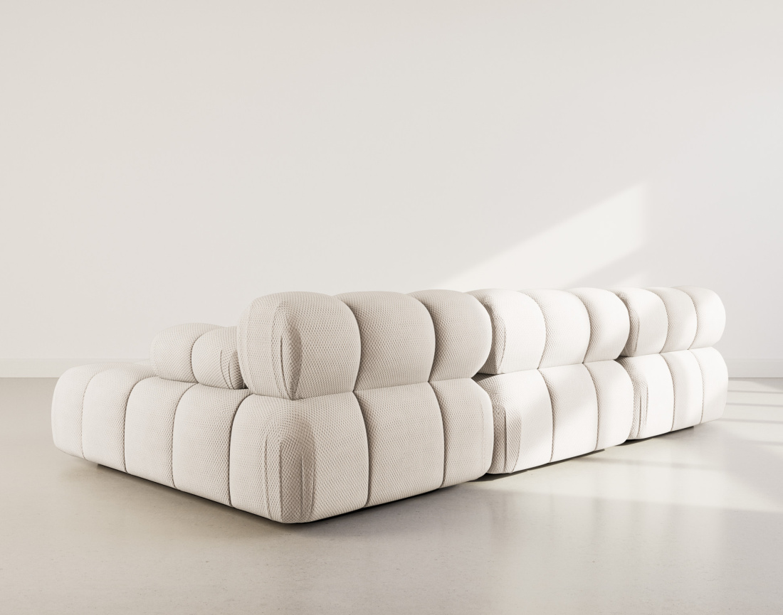 Canapé modulable d'angle droit 4 places en velours texturé Ruby