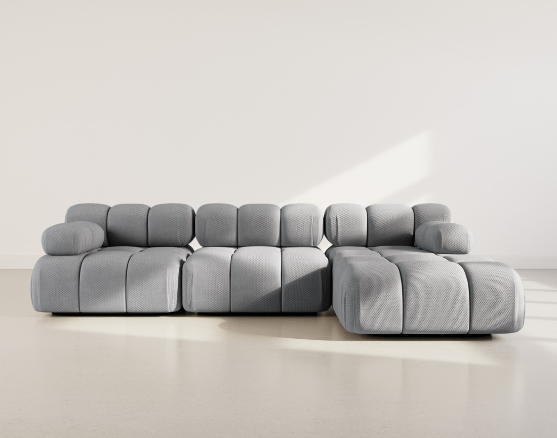 Canapé modulable d'angle droit 4 places en velours texturé Ruby