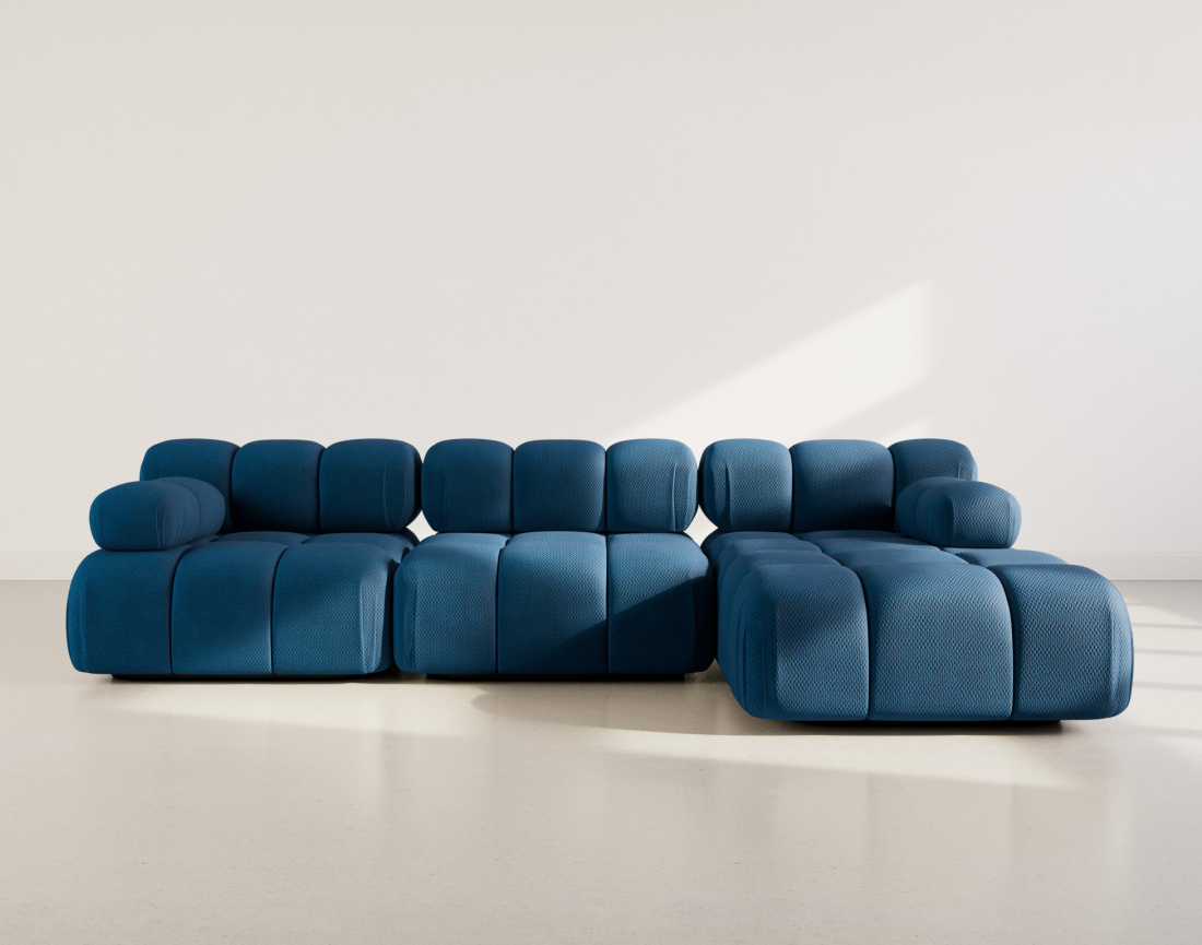 Canapé modulable d'angle droit 4 places en velours texturé Ruby