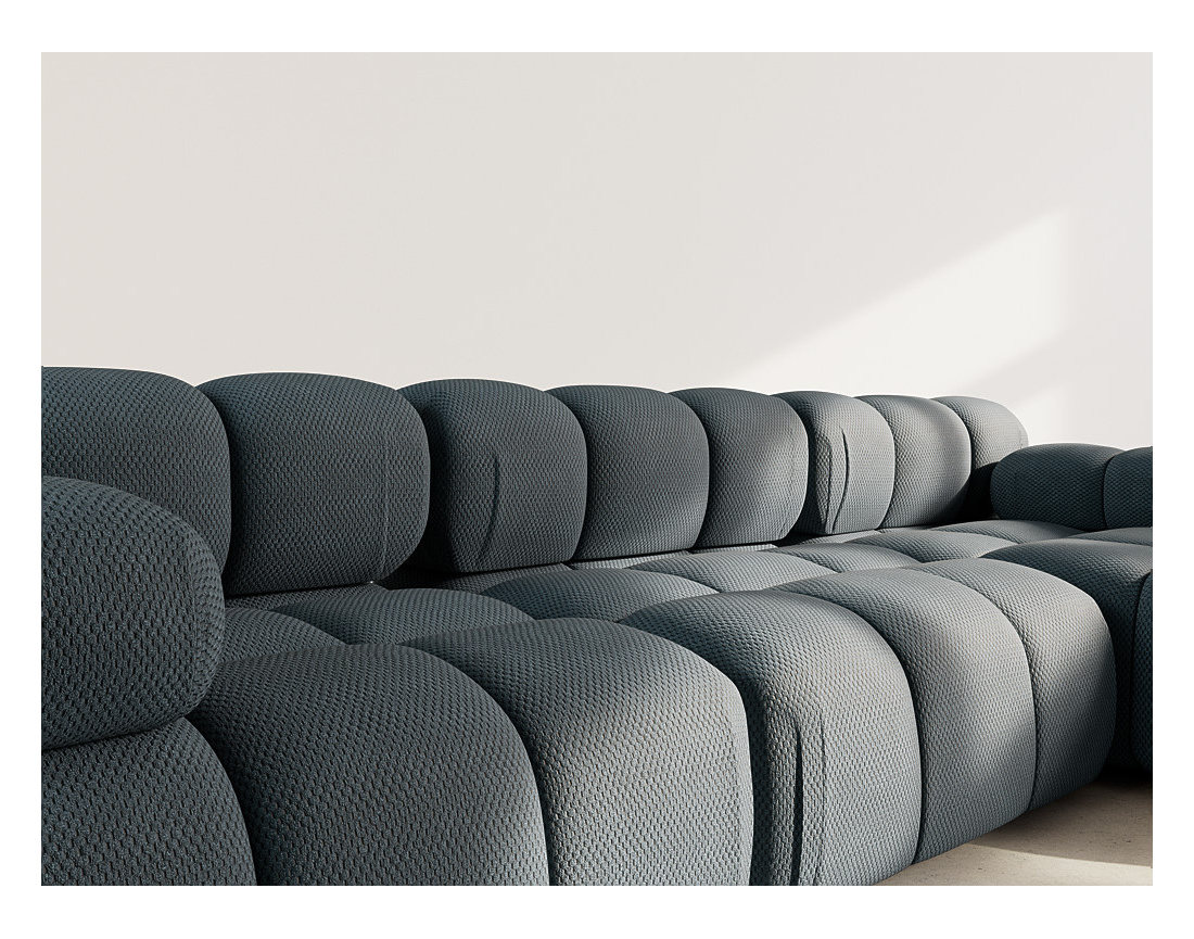 Canapé modulable d'angle droit 4 places en velours texturé Ruby